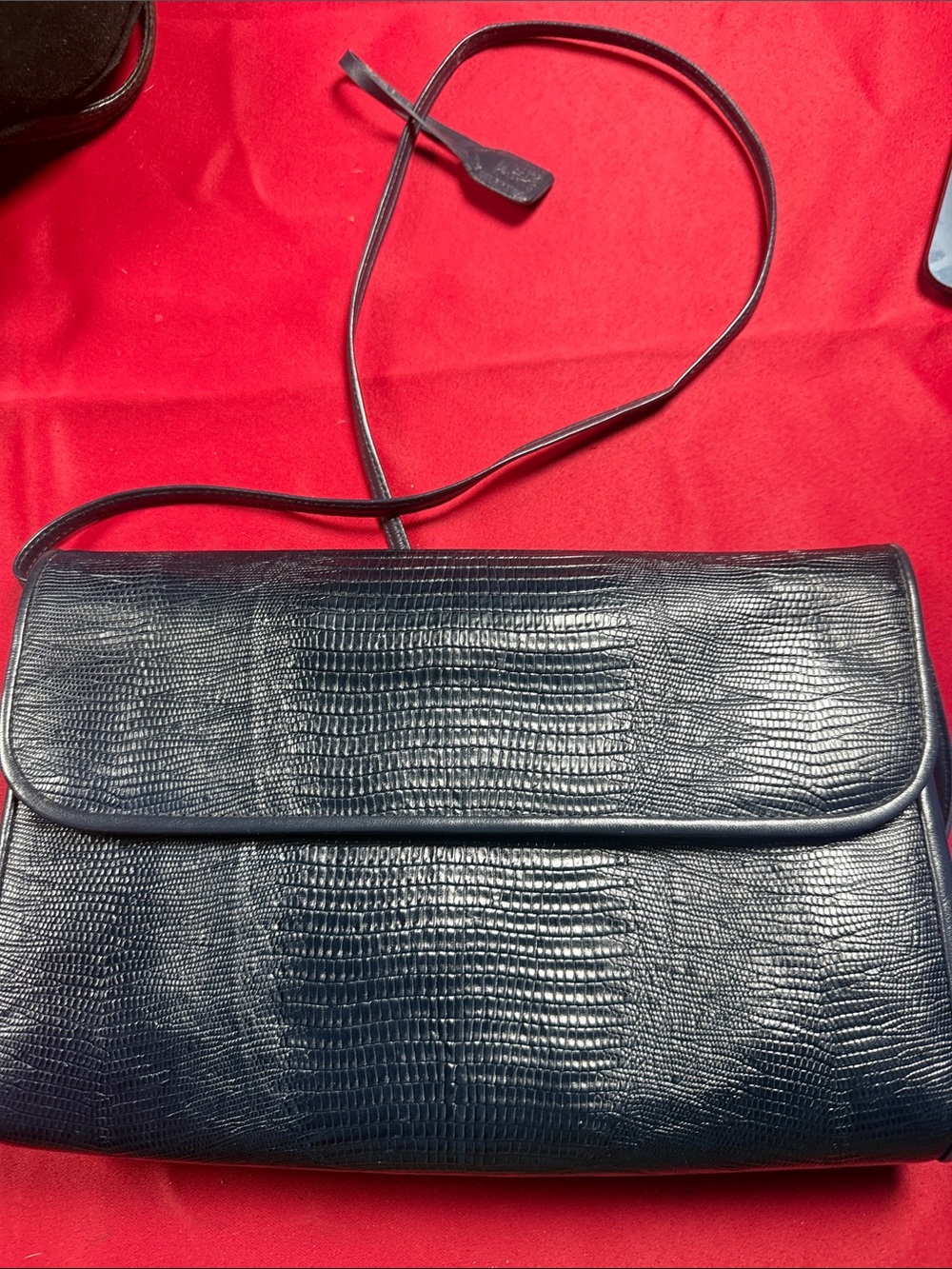 Anne Klein Navy Textured Leather Shoulder Bag
